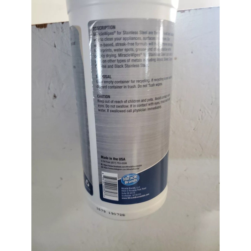 Miracle Wipes For Stainless Steel Cleaning Kitchen Appliances Count 30