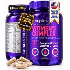 Vitaminas para Mujer con Colágeno Hidrolizado, Inositol, Biotina, Ácido Fólico y Complejo B – Multivitamínico Mujer 23 Vitaminas y Minerales – Suplemento Diario Sin Gluten y Sin Azúcar – 180 Cápsulas