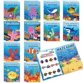 Fullhawl 24 Pcs Ocean Animal Activity Books Mini Fun Games Bulk Coloring Books Mazes Word Search Scramble Find Difference for Goodie Bag Stuffers Classroom Birthday Party Supplies(Sea Animal)