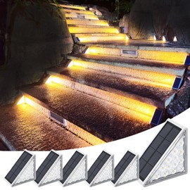 Talwei Solar Lights for Outdoors, Pack of 6 Solar Stair Lamps, Solar Stair Lighting, Stair Light, Super Bright for Backyard, Patio, Lawn, Steps, Driveways, Auto On/Off (Warm White Pieces x 6)