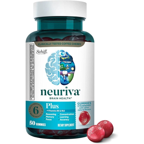 Neuriva Plus Brain Gummies 50ct | Memory, Focus | Strawberry