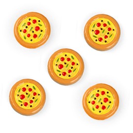 5Pcs Miniature Resin Pizzas - Doll Food Props - Resin Cabochons for Slime, Jewelry Making, or Decoden(NOT Edible)