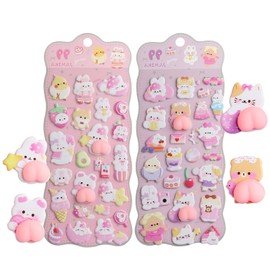 003 Squishy Stickers, Cute Squishy Characters 3D Marshmallow Fluffy Chewy Squishy Stickers, Sticker Pad Decoration, Set of 2