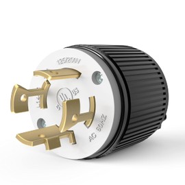 ENERLITES NEMA L14-20P Locking Plug Connector for Generator, Twist Lock Male Plug, 20 Amp, 125/250 Volt, 3 Pole, 4 Wire Grounding, Industrial Grade Heavy Duty, UL Listed, 66421-BK, Black