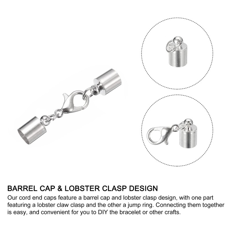 sourcing map Set of 20 6 mm Leather Cord End