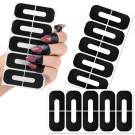 PAGOW 30 Pcs Nail Polish Protector for Fingers, Peel Off Skin Cuticle Protector, U Shape Nail Polish Barrier Sticker, French Tip Nail Tape for Nail Art, Nails Stamp, Manicure (Black)