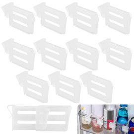 12 Pieces Drawer Organiser System Fridge Divider Adjustable Bottle Holder Fridge Made of High-Quality PP Material, Fridge Organiser with Practical Clip Design for Bottles Food Spices