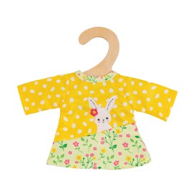 Heless 9355 Doll Clothes in Bunny Lou Design, Tunic Dress with Rabbit Appliqué and Floral Pattern for Dolls and Cuddly Toys Size 20-25 cm