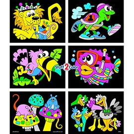 Awesome Animals 6 Pack of Fuzzy Coloring Posters (Arrives Uncolored)