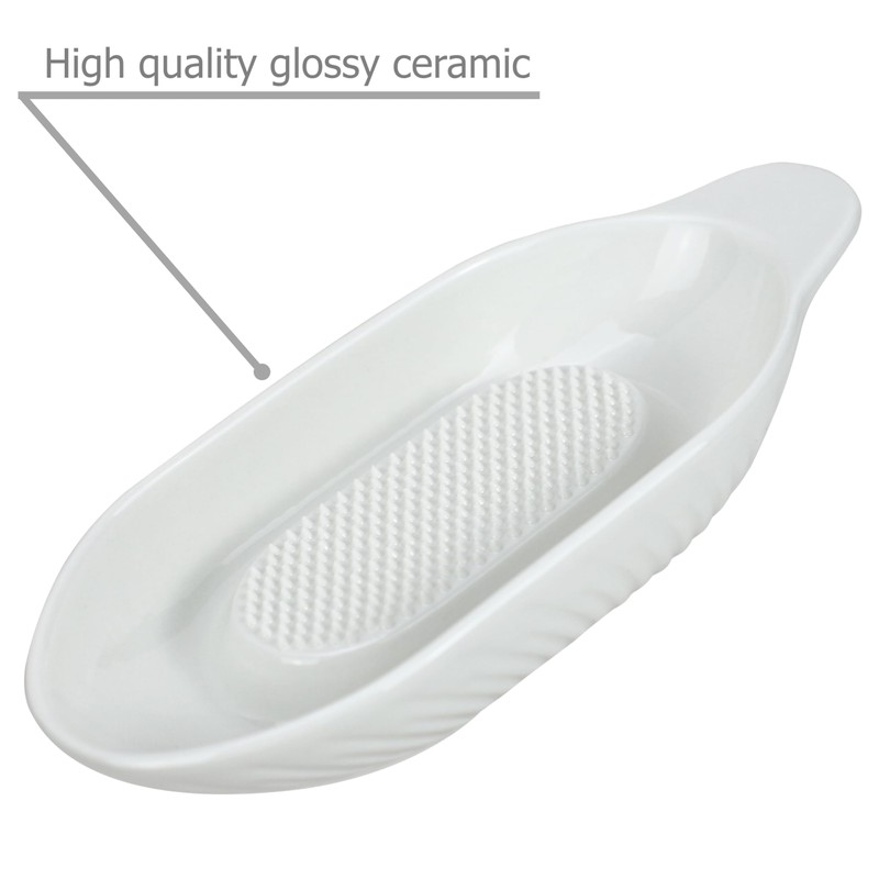 EIKS Ceramic Ginger Grater Plate with Scraper for Grinding Wasabi