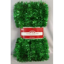 30 Feet Christmas Tinsel Garland 2 Strands Green