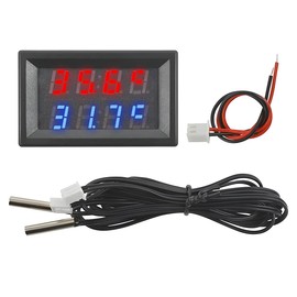 CGEAMDY Dual Digital Display Temperature Meter, DC 4-28V Waterproof NTC Temperature Sensor Probe Detector Meter, Digital Thermometer Temperature Sensor Tester