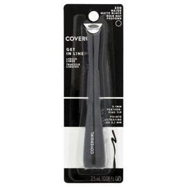 COVERGIRL Get In Line Liquid Eyeliner, Black Crystal, Long Lasting, 0.08 Ounces, Feather-Fine Tip, Contour-Grip Handle, Quick-Dry Liquid Eyeliner, Removes Easily