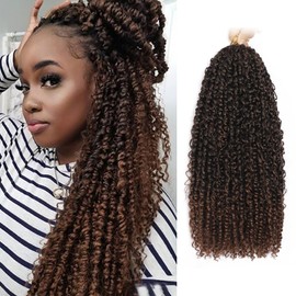 Molleas Passion Twist Hair 18inch,9pack Boho Passion Twist Crochet Hair,Pre Looped With Curly Ends for Bohemian Water Wave Braiding Hair,Crochet Hair for Black Women(18inch(pack of 9),T30)