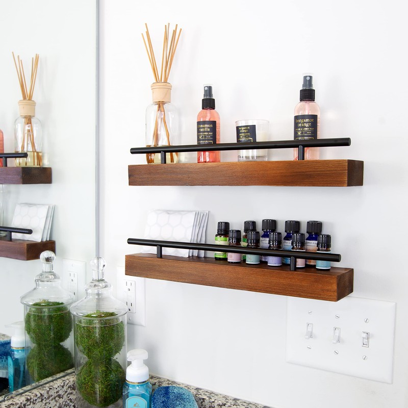 Ripple Creek Floating Shelf Spice Rack - Multipurpose Pantry, Kitchen