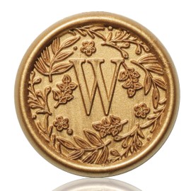 SWANGSA Botanical Flowers Letter W Wax Seal Stickers, 100 Pcs, Antique Gold