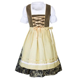 MS-Trachten Jacky Children's Dirndl Costume Dress 3-Piece Party Dress Velvet Jacquard, sand