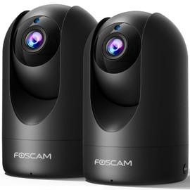 FOSCAM Home Security Camera R4S 4MP WiFi IP Camera,Wireless Baby Monitor with AI Human Detection Sound Detection 33ft Night Vision 2 Way Audio Compatible with Alexa Black 2PCS