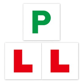 Siliget Magnetic 2 L Plates & 1 P Plate for Car, Magnetic Car Plates for New Drivers, Learner & Passed, 17.8 * 17.8cm Whole-Magnetic Plate - Non Scratch Vehicle Paint (3 pack)