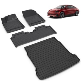 VOUKIY All Weather Car Floor Mats & Cargo Liner Set Fit for Hyundai Ioniq 6 2023 2024 2025 Floor Liners Trunk Liner Ioniq 6 Cargo Mat Accessories Black