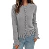PRETTYGARDEN Womens Fall Button Down Cardigans Chunky Knit Ruffle Open