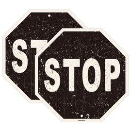 2 Pcs Black Stop Sign, 12" x 12" Room Decor, Street Traffic Warning Stop Post, Photo Decoration, Rust Free Acrylic Sign, UV Protected and Weatherproof, Funny Indoor/Outdoor Use