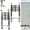 Telescopic Aluminum Ladder, 6.2M/20.3FT Telescopic Extension Ladder with Detachable Hooks,