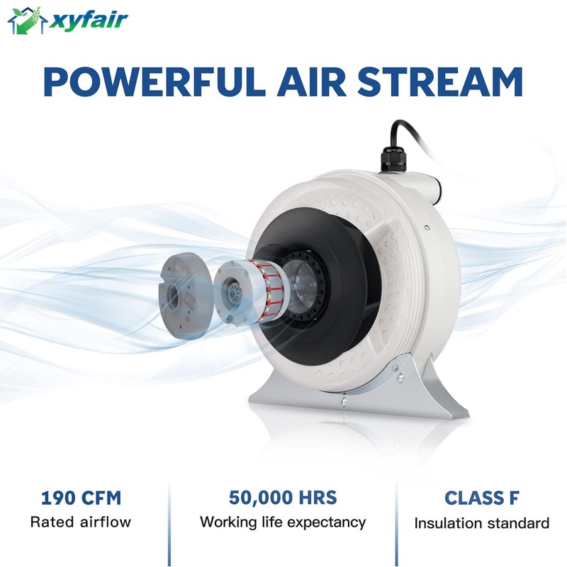 xyfair PF-100 | Radon Mitigation Fan 4" 190CFM | Waterproof