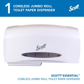 Kimberly-Clark Scott Essential Coreless JRT Twin Toilet Paper Dispenser (09609), High Capacity, Durable, 20” x 6” x 11”, White