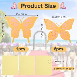 7 Sets Large Butterfly Decorations Party, 3D Butterfly Party Decor in 2 Layer Design Butterfly Wall Stickers for Birthday Girls Bedroom Wedding Party Decor (2 Sizes, Pink)