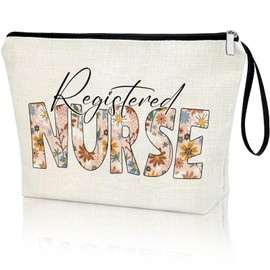 Virfuntaki Registered Nurse Gifts RN Theme Makeup Bag For Women Zipper Organiser Cosmetic Case Pouch Nurse Weekend Christmas Nurse Gifts for Women RN Graduation Grad Gifts New Nurses