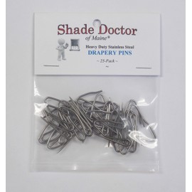 Shade Doctor of Maine 1 1/2 inch Heavy Duty Stainless Steel Drapery PINS Hooks (25 Pack)