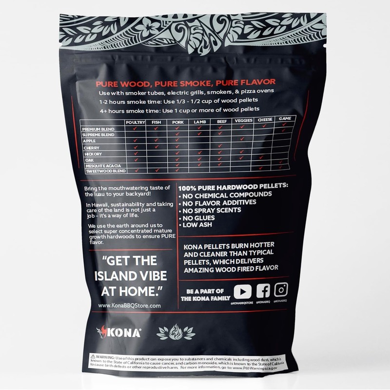Kona Supreme Blend Indoor Smoker Pellets - 2 lb Resealable