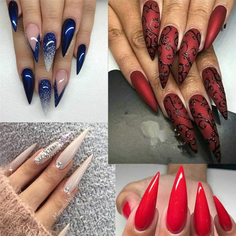 YIMART 500pcs Acrylic Medium Long Stiletto Nail Tips Easy Coffin