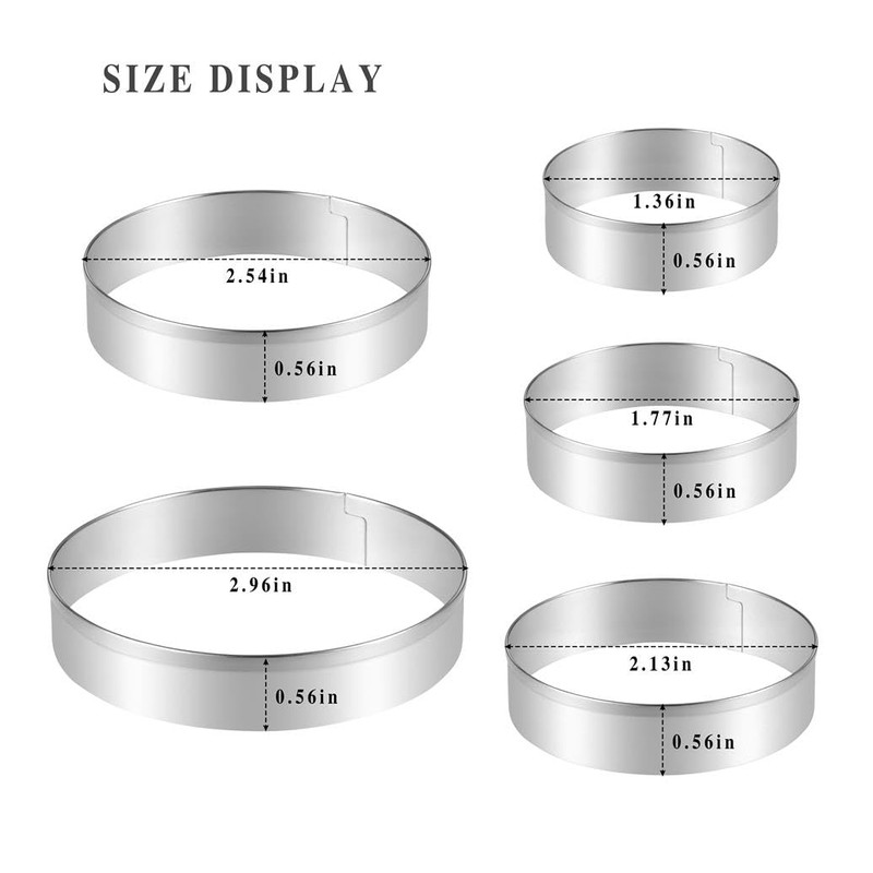 Round Cookie Cutter Set, Gtmkina 5 Pieces Stainless Steel Small