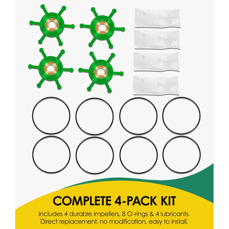 4-Pack 6303-0007-P Impeller Replacement Kit | Polyurethane Impeller & O-Ring