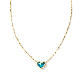 Kendra Scott Framed Ari Heart Pendant Necklace in 14k Gold-Plated Brass, Moodstone, Fashion Jewelry for Women