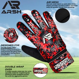 Arsh Sports Soccer Goalie Gloves,Football Goalkeeper Gloves for Kids Boys Youth Children Double Wrist Protection Along 4mm Super Grip Palm (Red, Size 4 Suitable for 6-9 Years)
