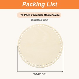 PATIKIL 8 Inch Crochet Basket Base, 10 Pcs Basket Bottoms Round Wood Base Shaper Bag Making Supplies Weaving Knitting Kit for Crochet Shoulder Bag Handbag Purse Craft