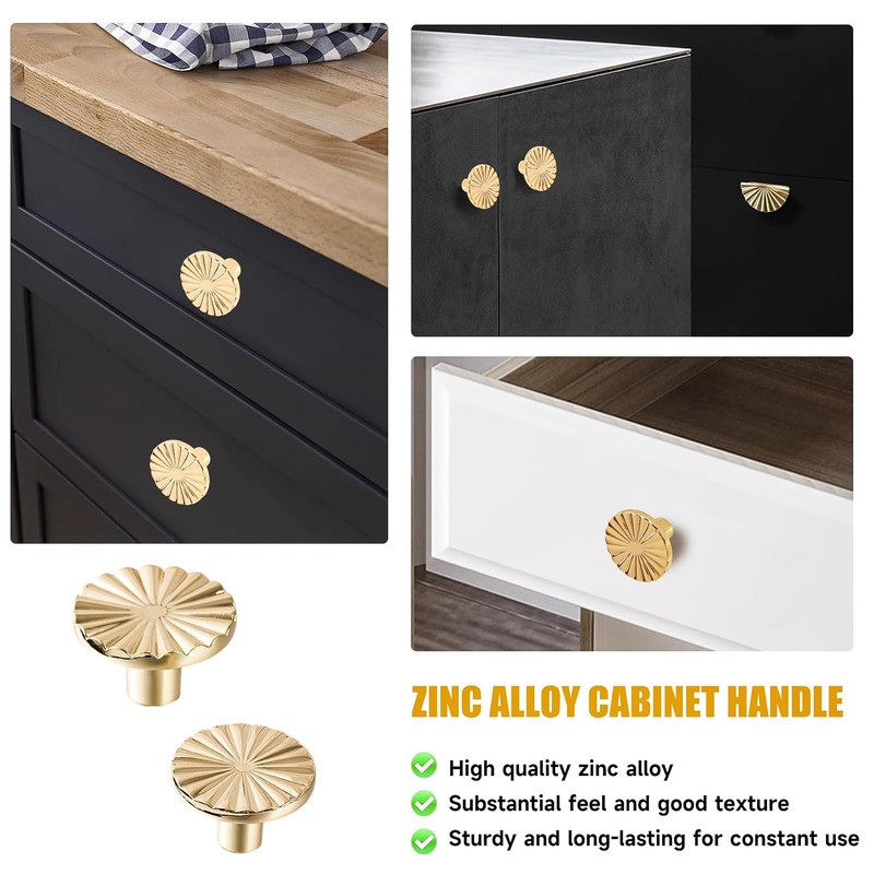 QTMMC 2 Pack Gold Cabinet Knobs Brushed Gold Knobs Doors