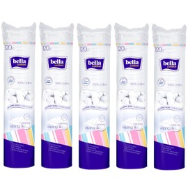 Bella Duo Round Cotton Wool Pads Pack of 5 (5 Packs of 120)