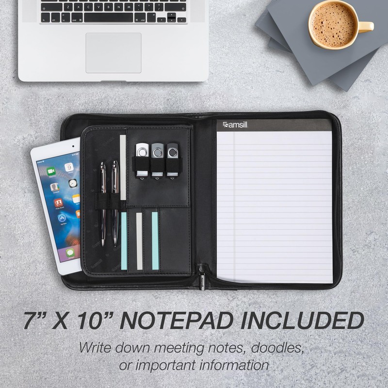 Samsill Professional Padfolio, Faux Leather Junior Portfolio with Zipper, 10.1