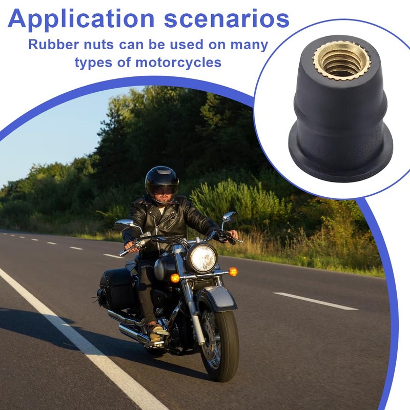 CPJJ 20 x M5 motorcycle windscreen nuts, rubber nuts, motorcycle