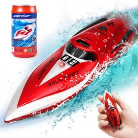 360° Rotating Fast RC Boat - Pool and Lake RC Boats, Underwater RC Speedboat Toys, Mini RC Boats for Adults and Kids, 2.4GHZ Remote Control Boats:_Red