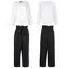 FANCYINN Womens 2 Piece Crop Pants Set V Neck Wide