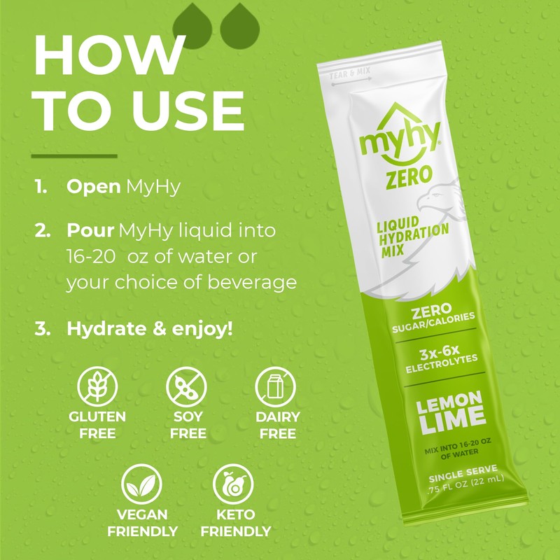MyHy ZERO Liquid Hydration Packets - Electrolyte Drink Mix Packets,