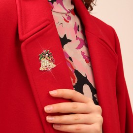 KristLand - Christmas Brooch Pin Alloy with Crystal and Enamel Corsage for Cloth Bag Cute, Metal, Cristales