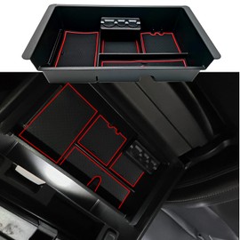 JOJOMARK Center Console Tray Organizer Compatible with 2014-2018 GMC Sierra Accessories, (2015-2020) Yukon/Chevy Tahoe Silverado Suburban, Armrest Storage Box Replaces 22817343 (Red)