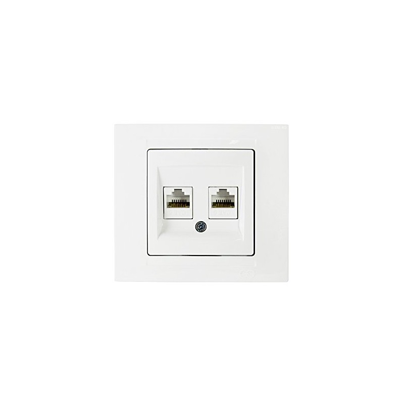 Gunsan Moderna Data Connector 2 Way CAT6 Internet Network White
