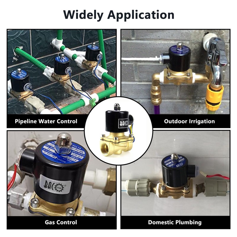 BACOENG VITON 3/4" Brass Electric Solenoid Valve, 12V DC Normally